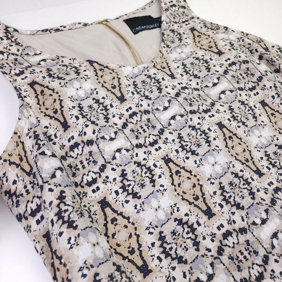 CYNTHIA ROWLEY Anthropologie Linen Cream Gray Print Dress Sz 4 - Picture 8 of 11